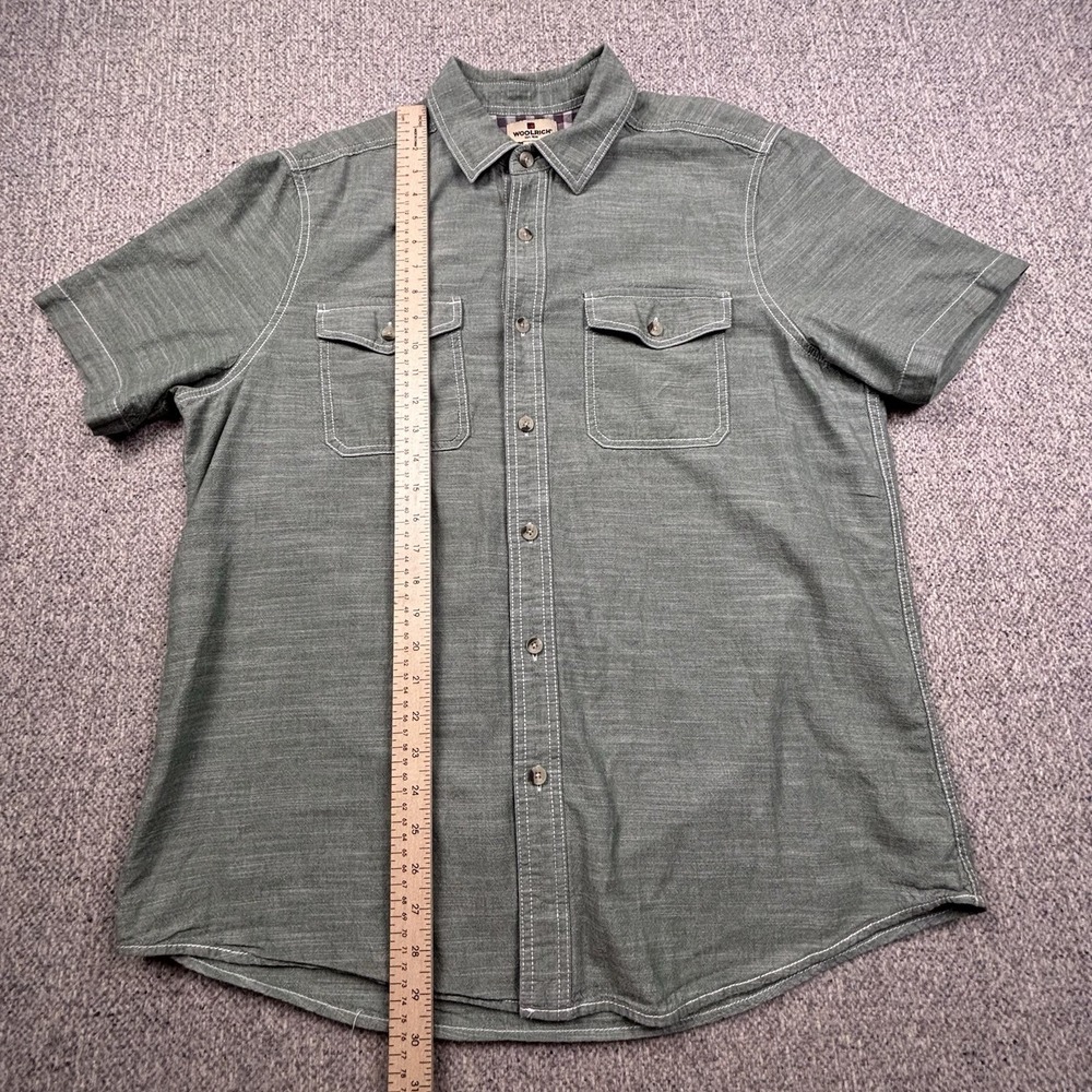 Woolrich Men's L Olive Green Short Sleeve Button Up Shirt Workwear Utility - Picture 3 of 5